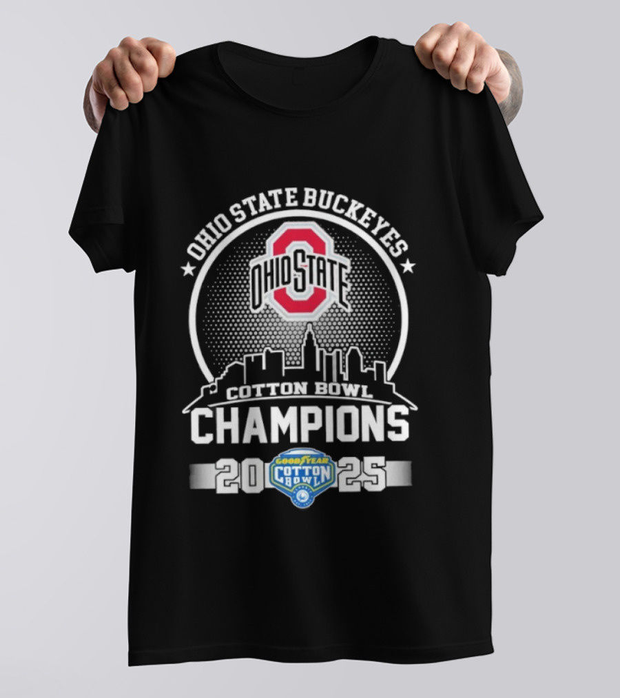 Ohio State Buckeyes Cotton Bowl Champions 2023 Skyline Goodyear T-Shirt