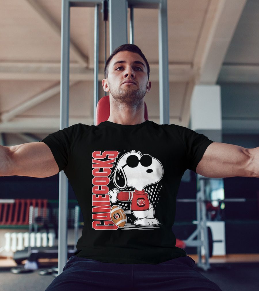 Snoopy Joe Cool University Of South Carolina Gamecocks Football T-Shirt