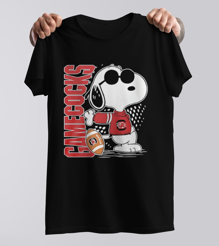 Snoopy Joe Cool University Of South Carolina Gamecocks Football T-Shirt