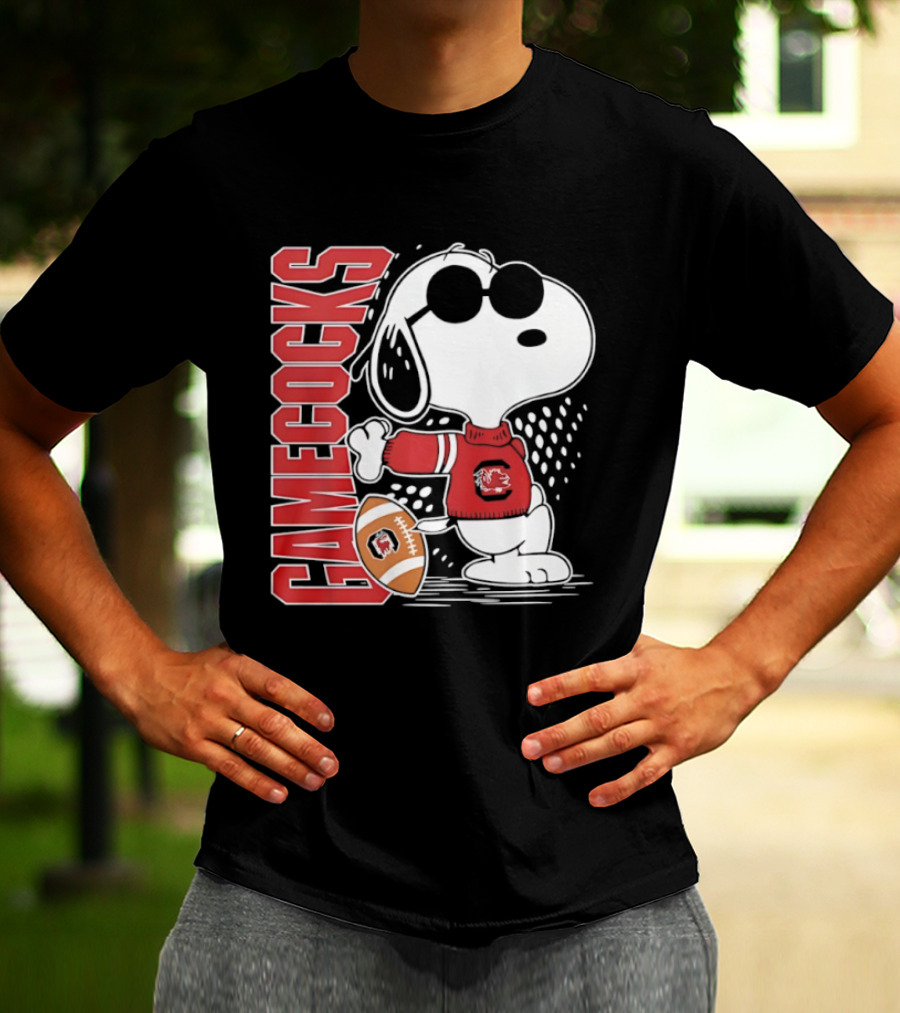 Snoopy Joe Cool University Of South Carolina Gamecocks Football T-Shirt