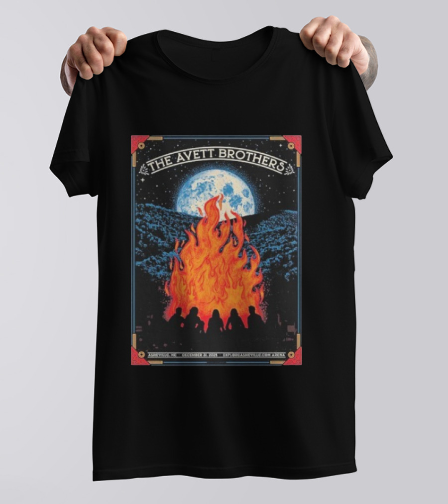 Avett Brothers Asheville NC Arena December 31 2025 Event Moon And Fire T-Shirt