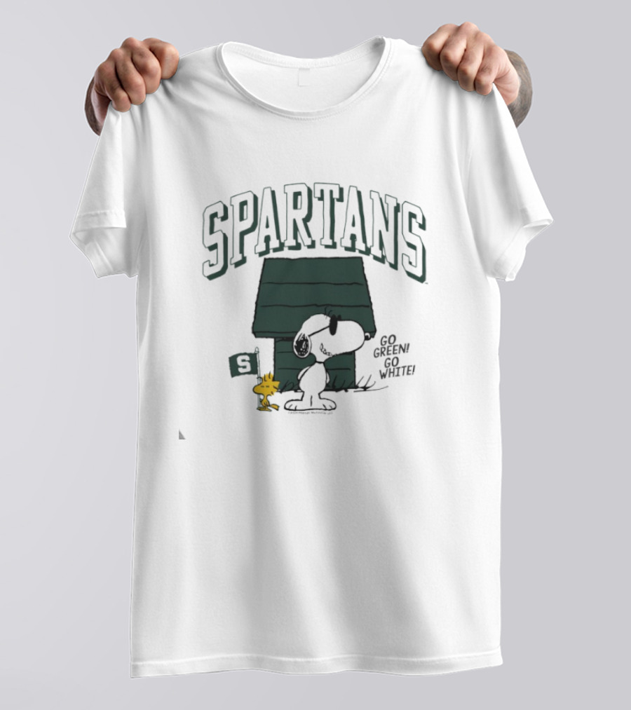 Peanuts X Michigan State Joe College Spartans Snoopy Woodstock Go Green T-Shirt