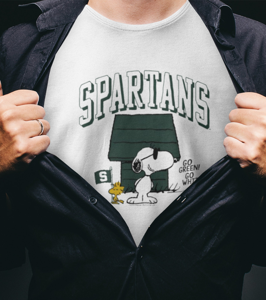 Peanuts X Michigan State Joe College Spartans Snoopy Woodstock Go Green T-Shirt