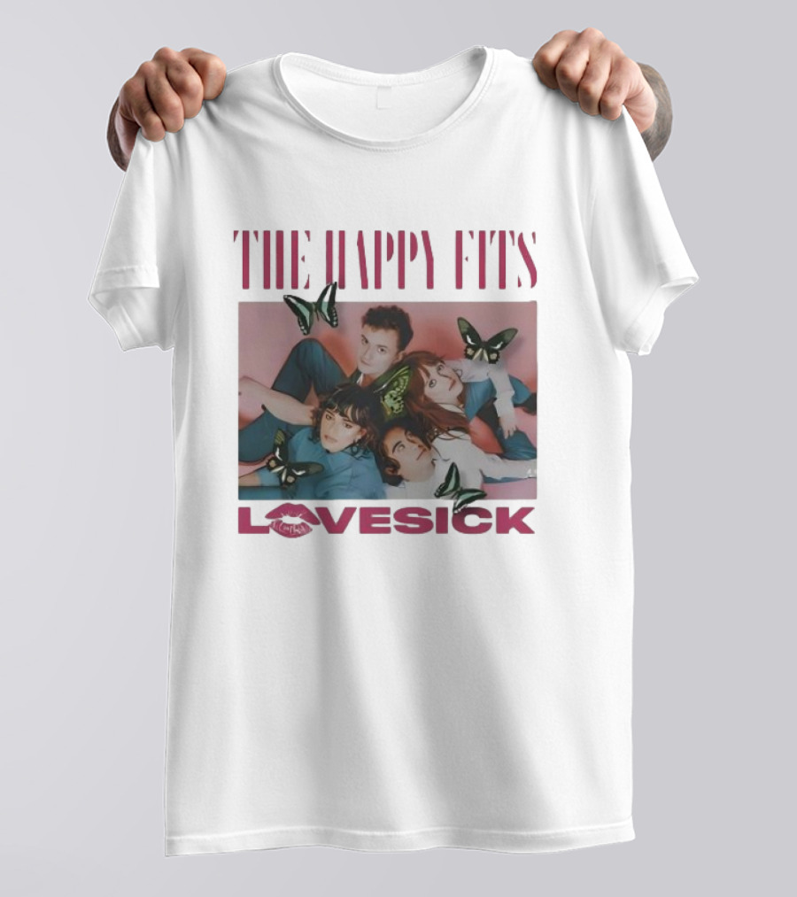 The Happy Fits Lovesick Pink Butterflies Photo T-Shirt