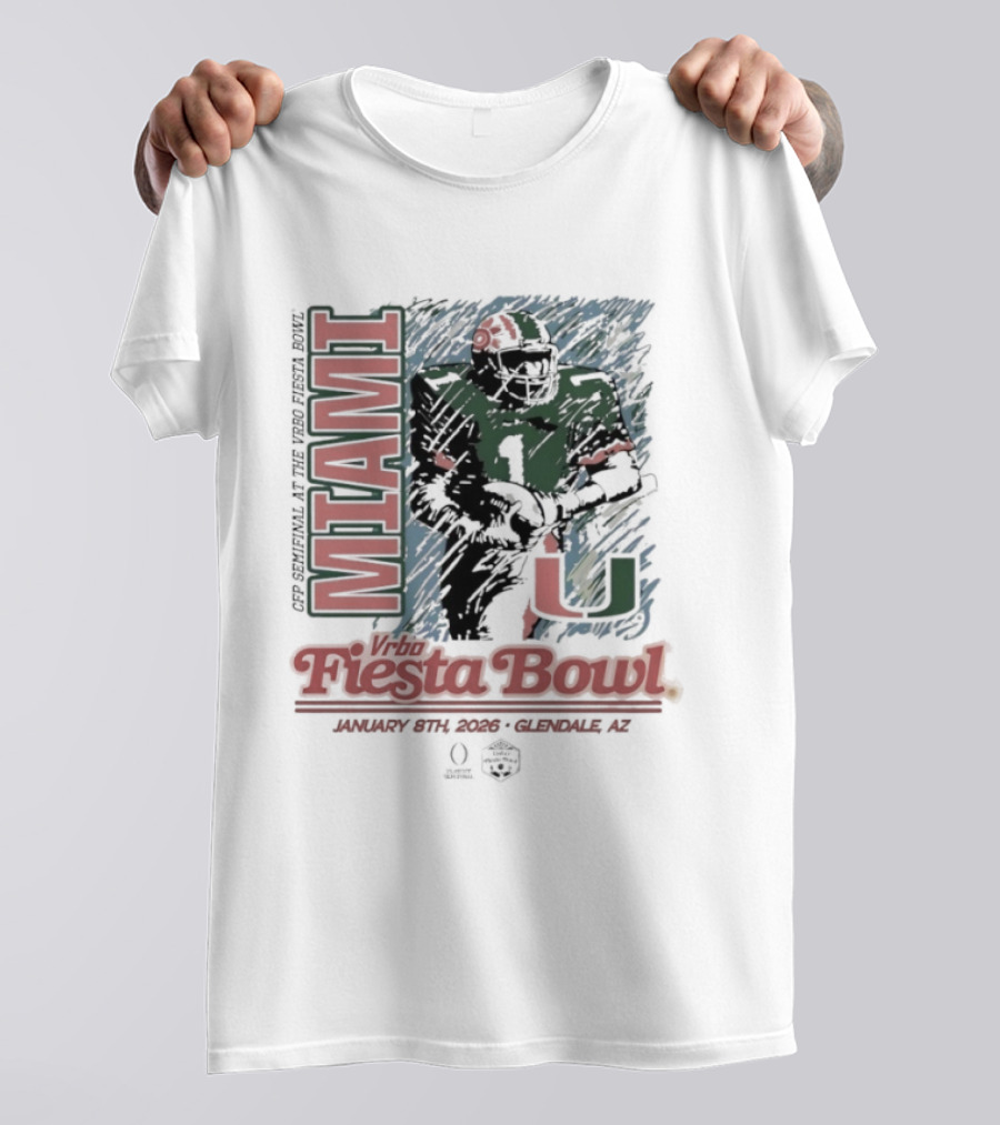Miami Hurricanes Fiesta Bowl Glendale AZ December 31 2026 T-Shirt