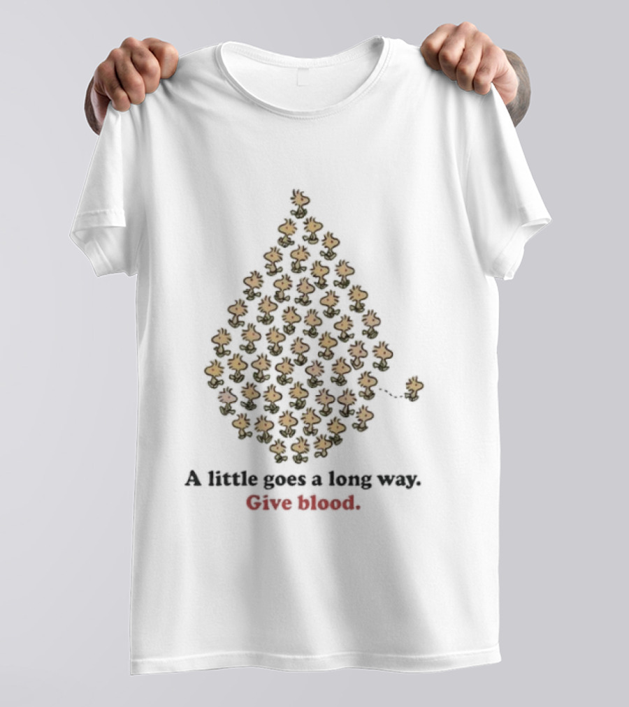 Woodstock A Little Goes A Long Way Give Blood Droplet With Birds T-Shirt