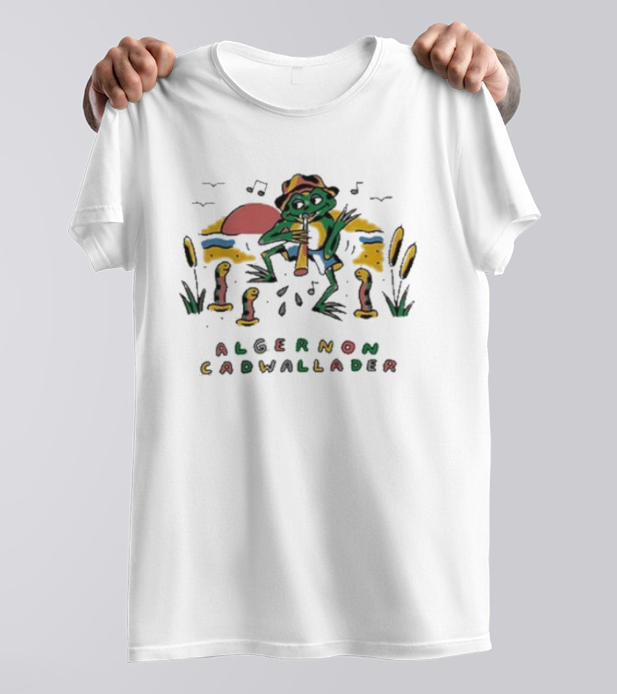 Algernon Cadwallader Frog Musician Scenes With Snakes And Sunset T-Shirt