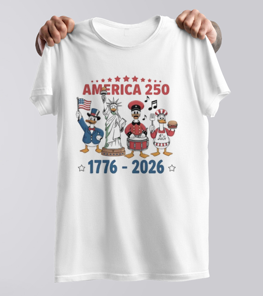 America 250 Cartoon Goose 1776 2026 Statue Liberty Celebration T-Shirt
