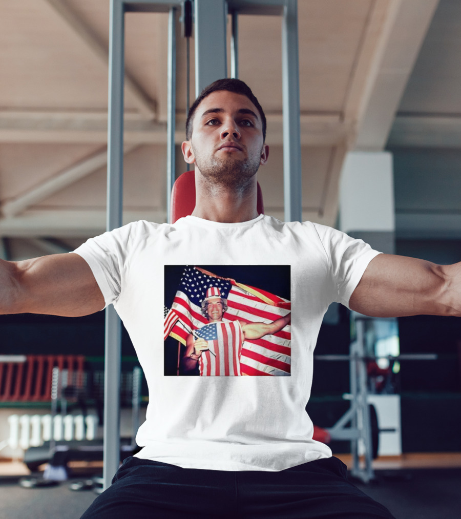 Arnold Schwarzenegger 1983 US Citizenship American Flag Celebration T-Shirt