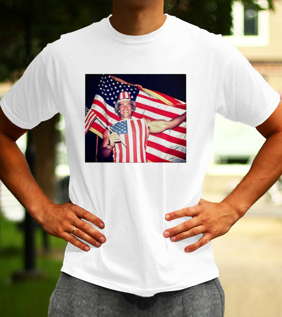 Arnold Schwarzenegger 1983 US Citizenship American Flag Celebration T-Shirt