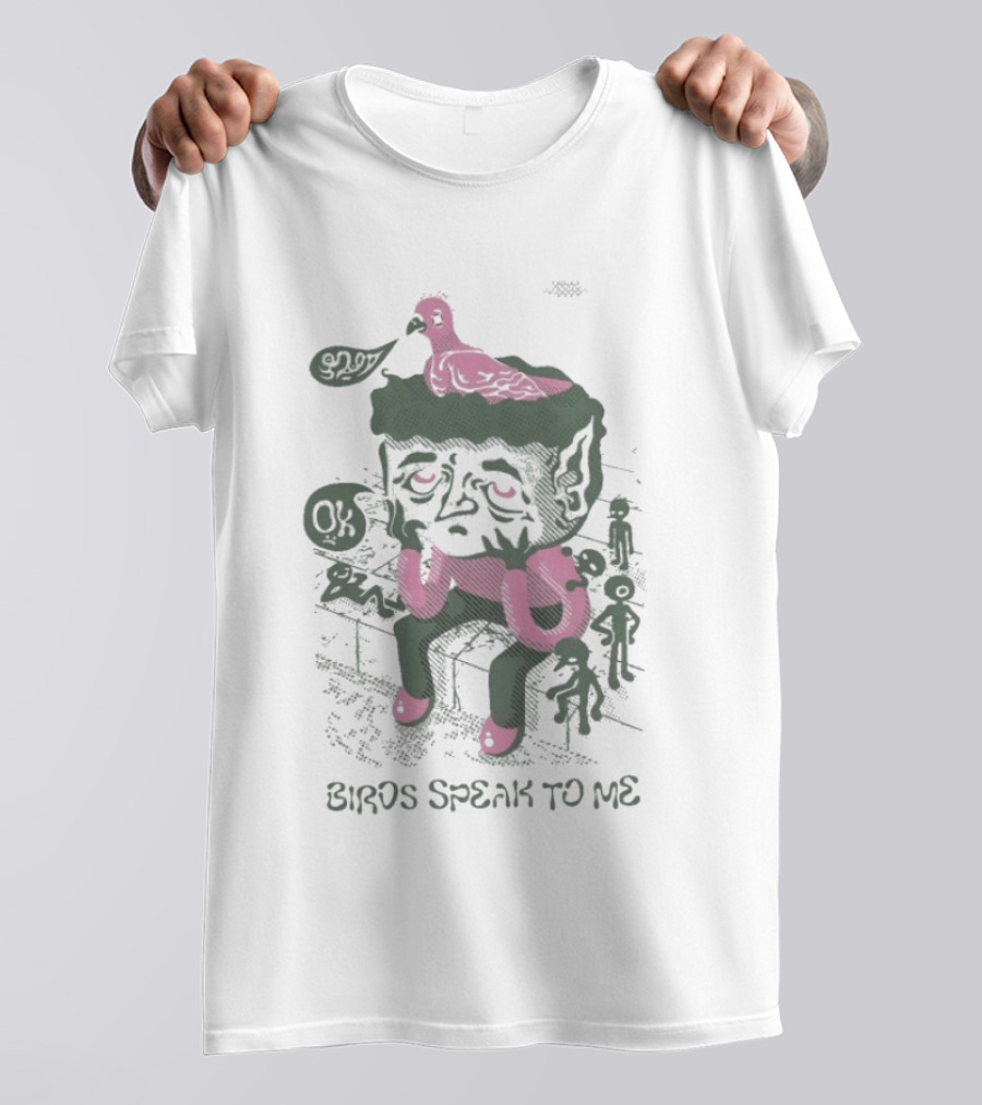 Birds Speak To Me Creature With Pink Birds And Speech Bubbles T-Shirt