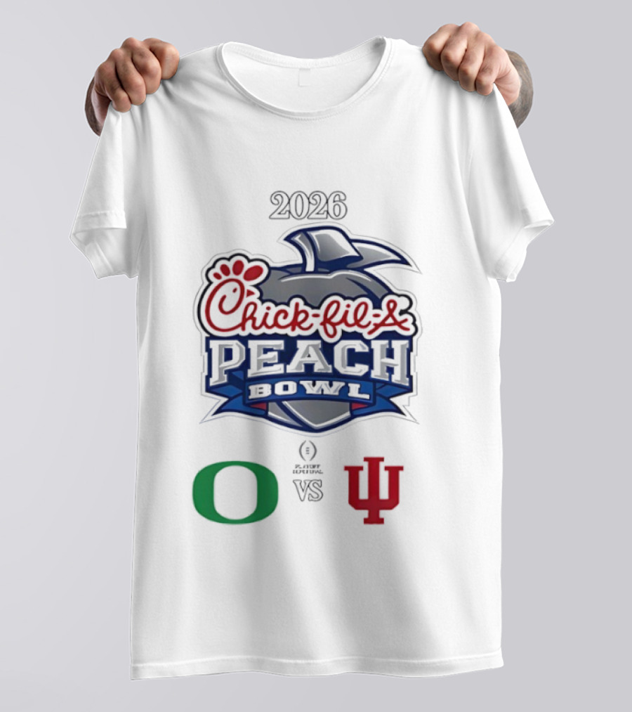 2026 Chick Fil A Peach Bowl Oregon Ducks Vs Indiana Hoosiers T-Shirt