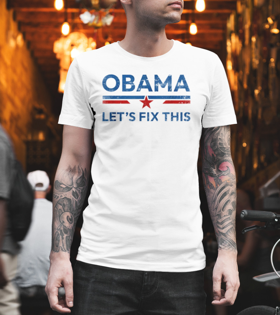 Obama 2028 Let's Fix This Political Protest Rally Red Star T-Shirt