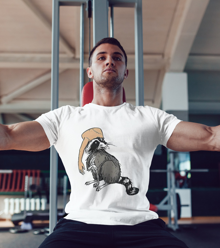 Raccoon With Human Arm Hat T-Shirt