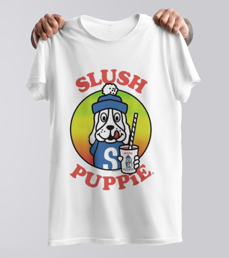 Slush Puppie Cartoon Dog With Cup And Straw Iconic T-Shirt