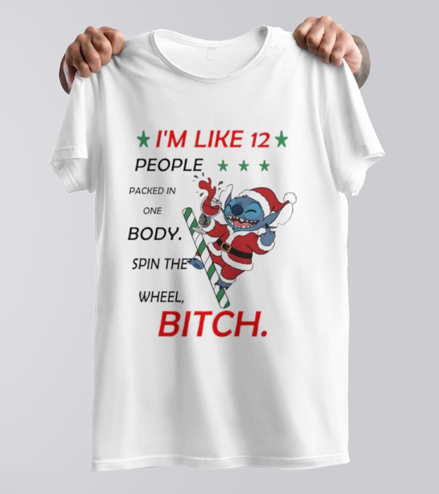 I'm Like 12 People Packed In One Body Spin The Wheel Bitch Stitch Santa Suit T-Shirt
