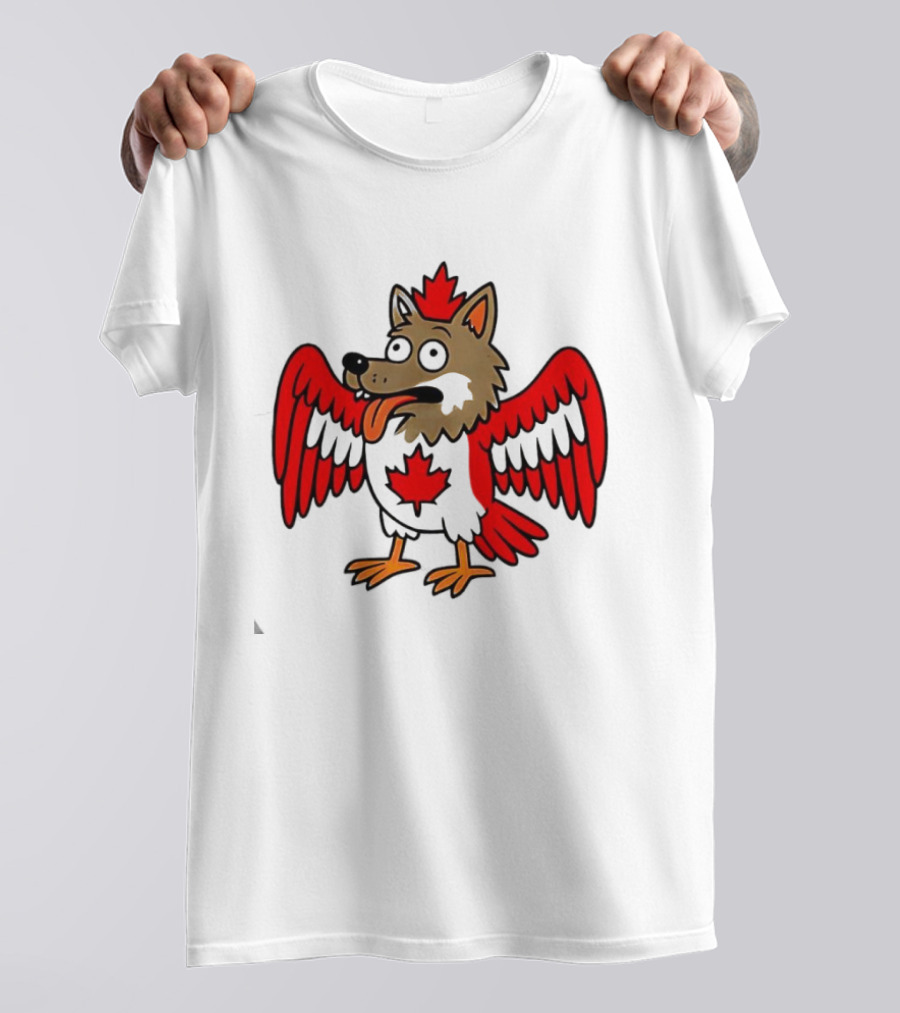 Maple Leaf Mad Wolfbird Quirky Canadian Creature Wings T-Shirt