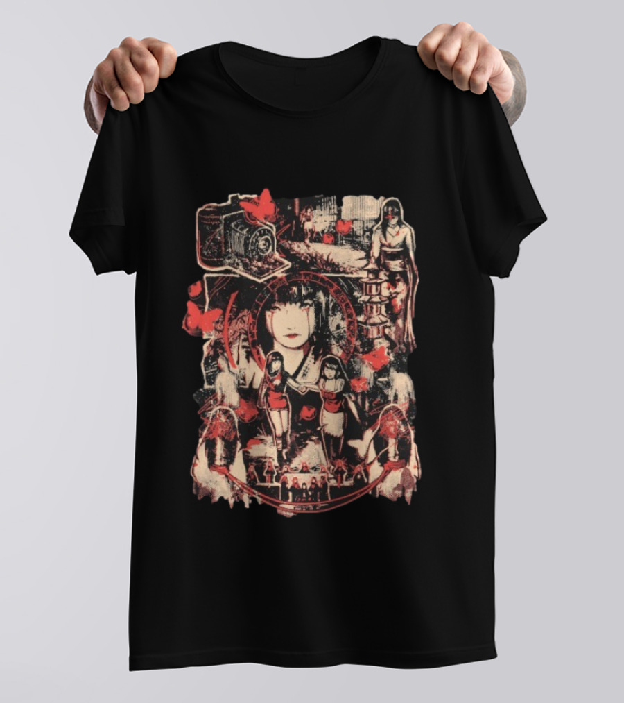 AGDQ 2026 Camera Obscura Horror Elements Red And Black Butterfly Motif T-Shirt