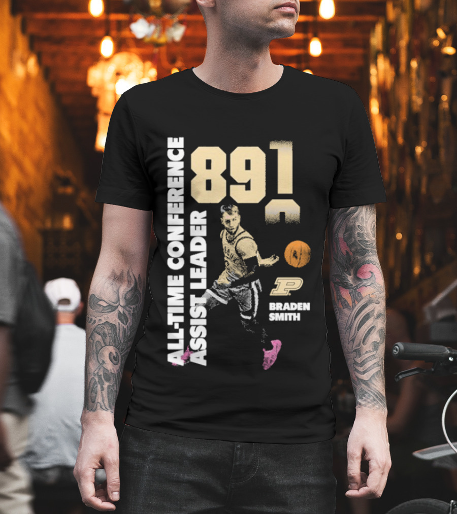 Braden Smith 891 All Time Conference Assist Leader Purdue Boilermakers T-Shirt