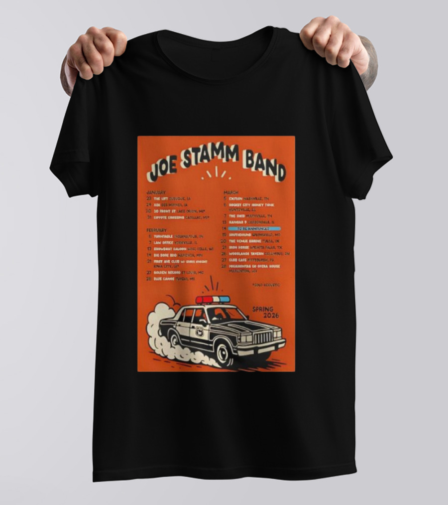 Joe Stamm Band Spring 2026 Tour Dates With Vintage Police Car T-Shirt