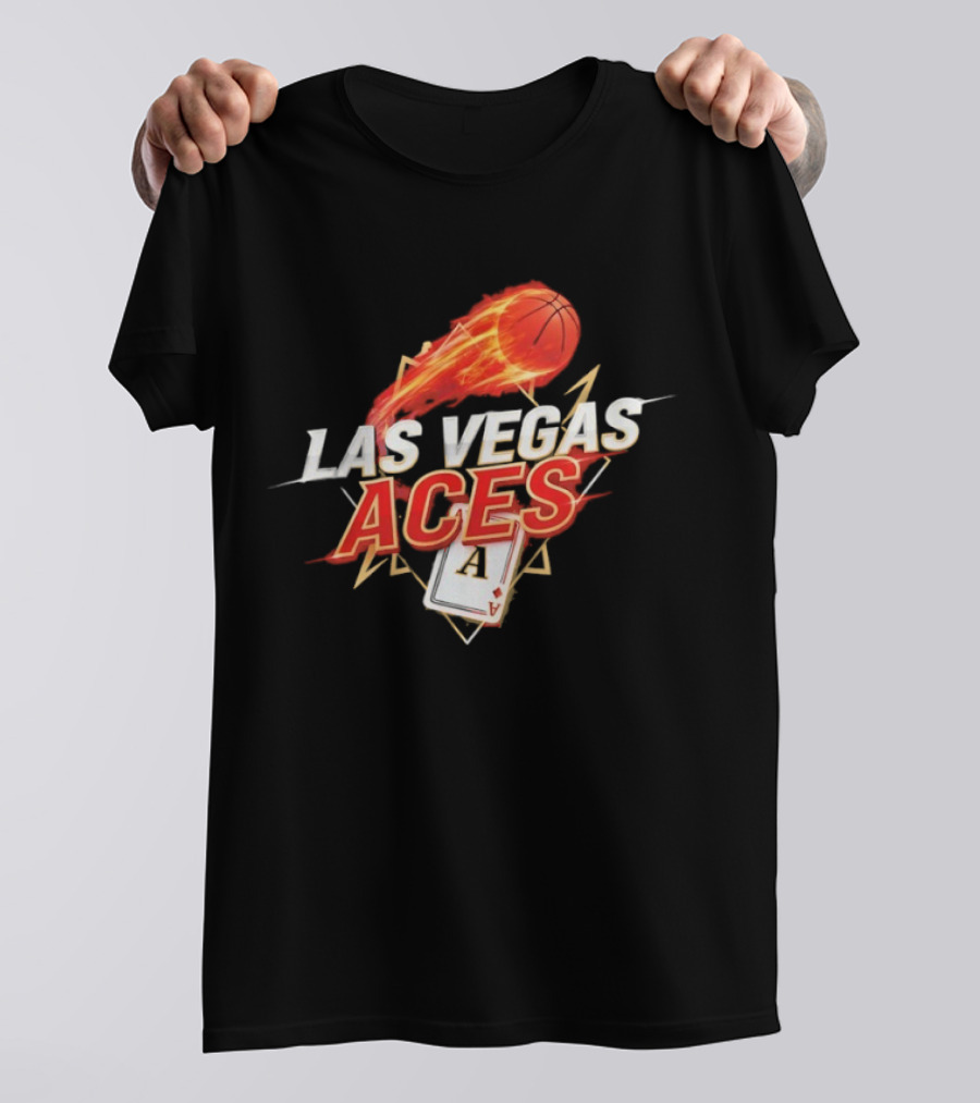 Las Vegas Aces Basketball Flaming Ball Ace Card WNBA T-Shirt