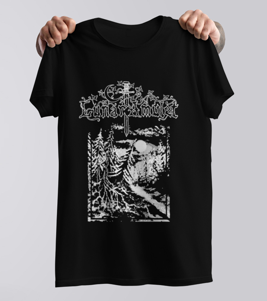 Lunar Amulet Enchanted Forest Sword Moonlit Night T-Shirt