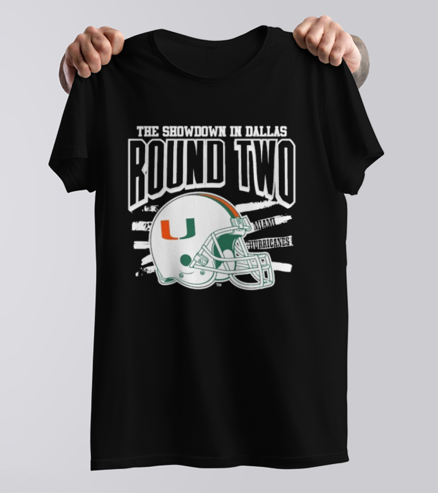 Miami Hurricanes Helmet The Showdown In Dallas Round Two T-Shirt