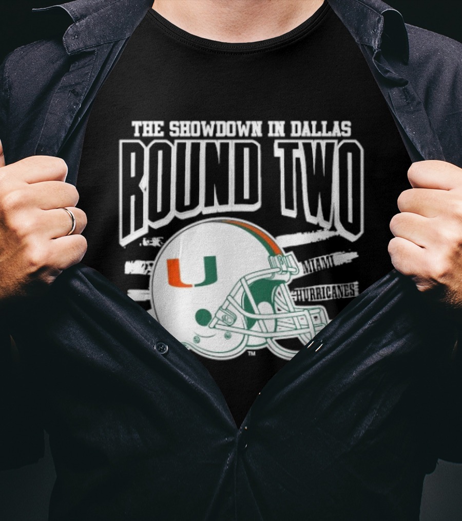 Miami Hurricanes Helmet The Showdown In Dallas Round Two T-Shirt