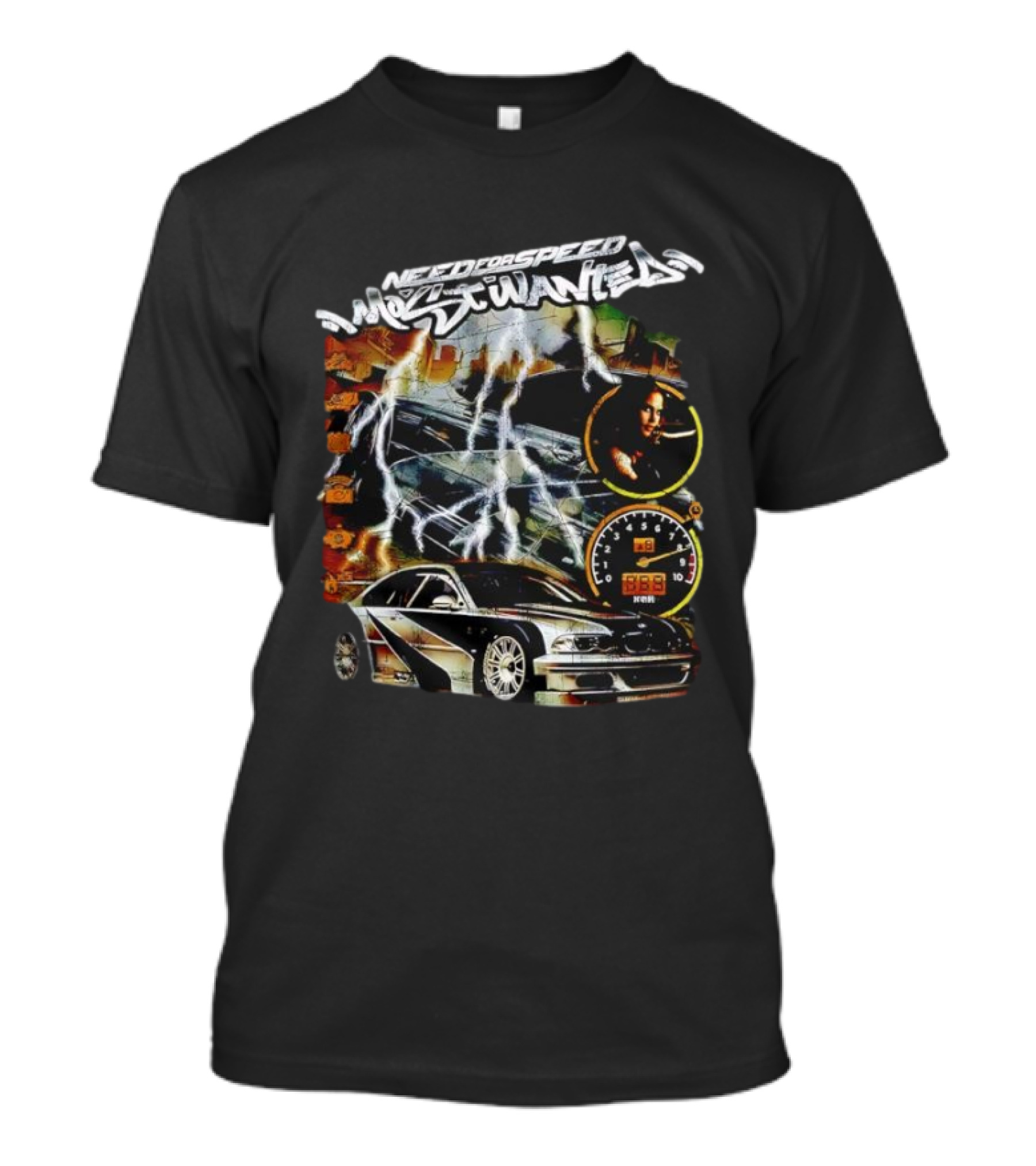 Need For Speed Most Wanted Car Lightning Speedometer Racing T-Shirt