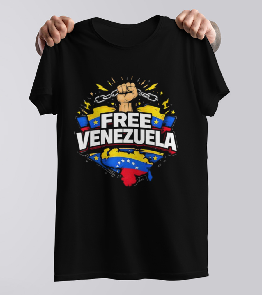 Free Venezuela With Broken Chains And National Colors Symbolic Image T-Shirt
