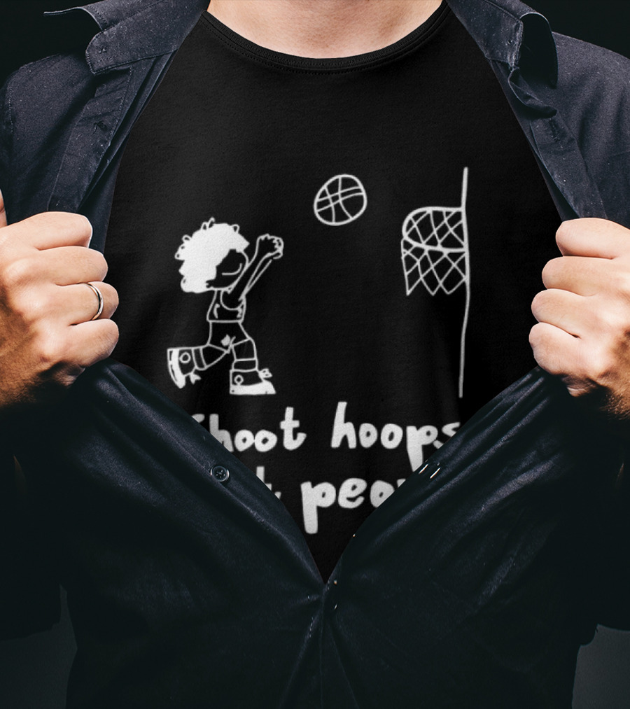 Shoot Hoops Not People Basketball Stick Figure Sketch Fun Message T-Shirt