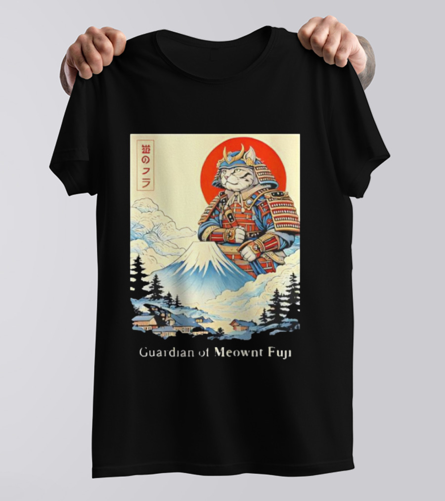 Guardian Of Meownt Fuji Samurai Cat Japanese T-Shirt