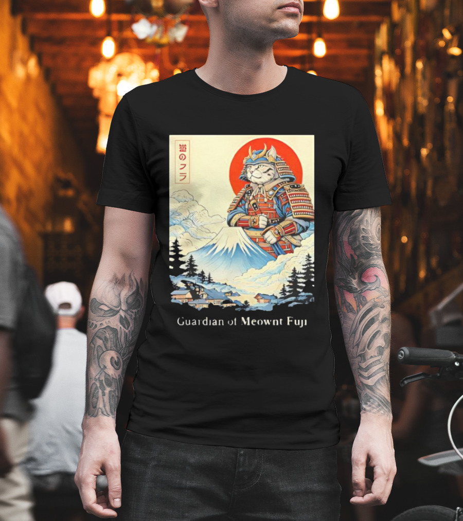 Guardian Of Meownt Fuji Samurai Cat Japanese T-Shirt