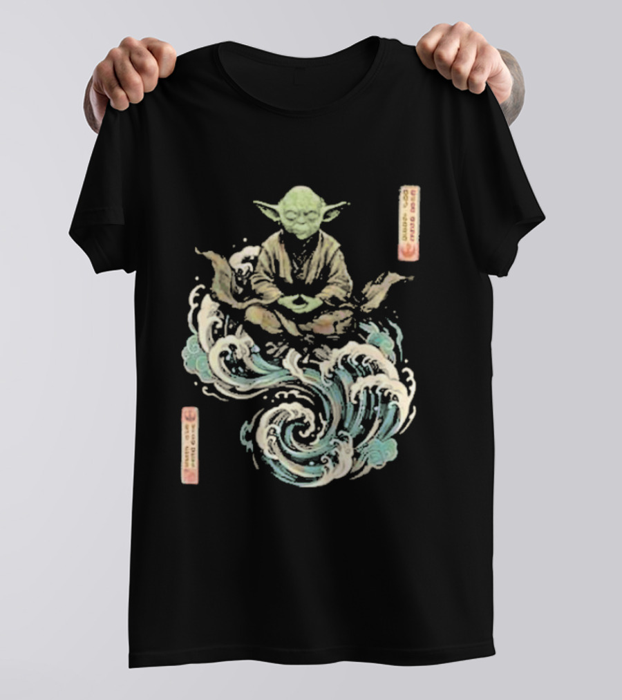Star Wars Day 2026 May 4 Master Yoda Meditation Japanese Ukiyo E Ocean Wave T-Shirt