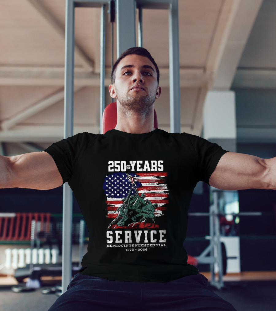 250 Years Service America Anniversary Semiquincentennial US Flag 1776 2026 T-Shirt