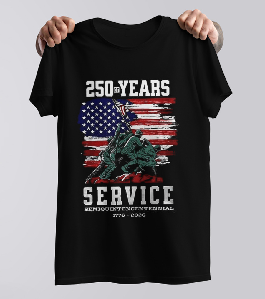 250 Years Service America Anniversary Semiquincentennial US Flag 1776 2026 T-Shirt