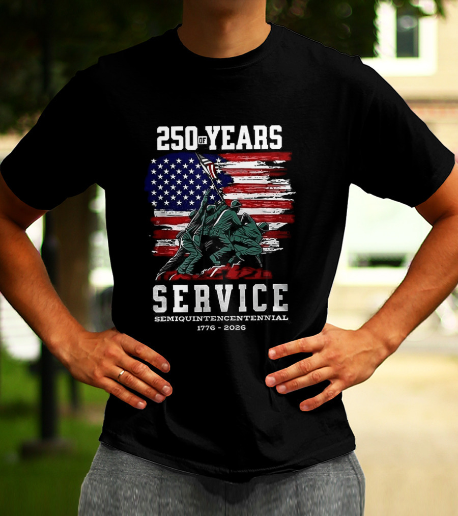 250 Years Service America Anniversary Semiquincentennial US Flag 1776 2026 T-Shirt