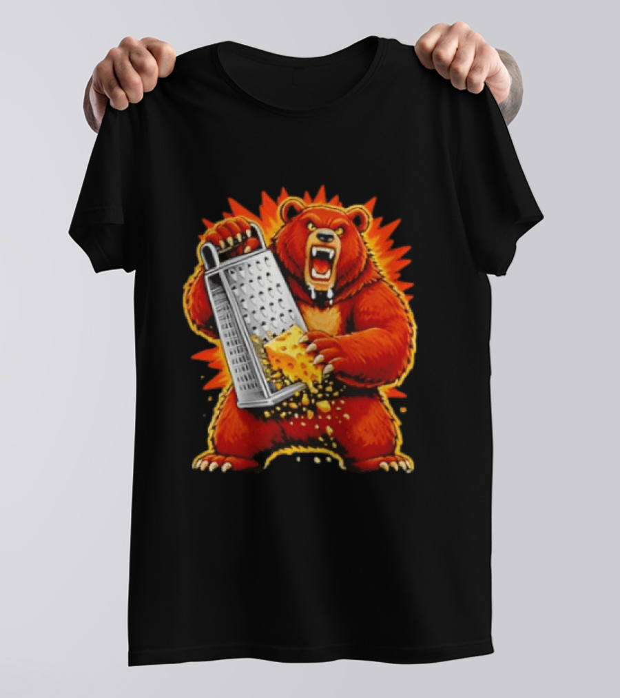 Angry Bear Grating Cheese Grater Hater Fierce Cheese Grating Bear T-Shirt