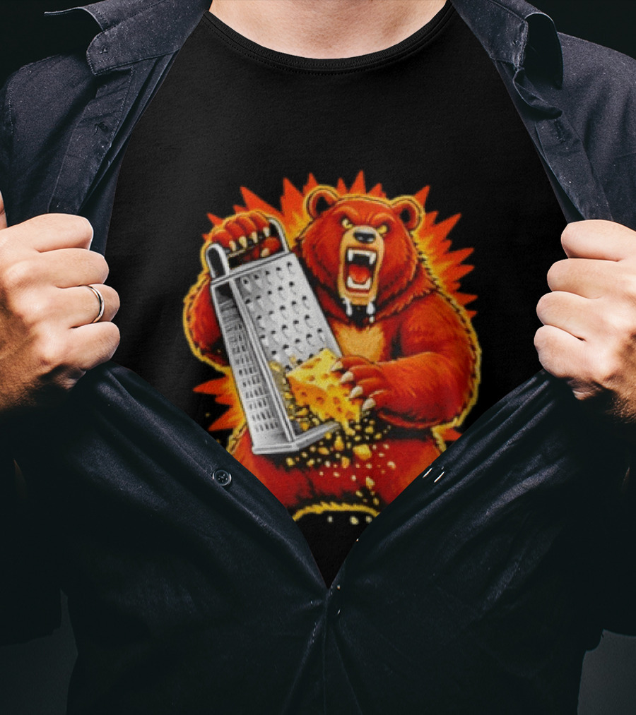 Angry Bear Grating Cheese Grater Hater Fierce Cheese Grating Bear T-Shirt