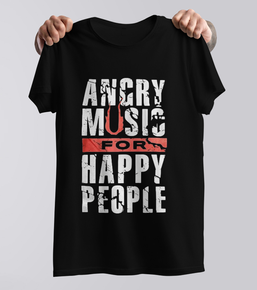 Angry Music For Happy People Red Lightning Bold T-Shirt