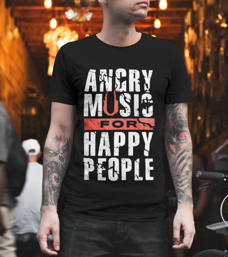Angry Music For Happy People Red Lightning Bold T-Shirt