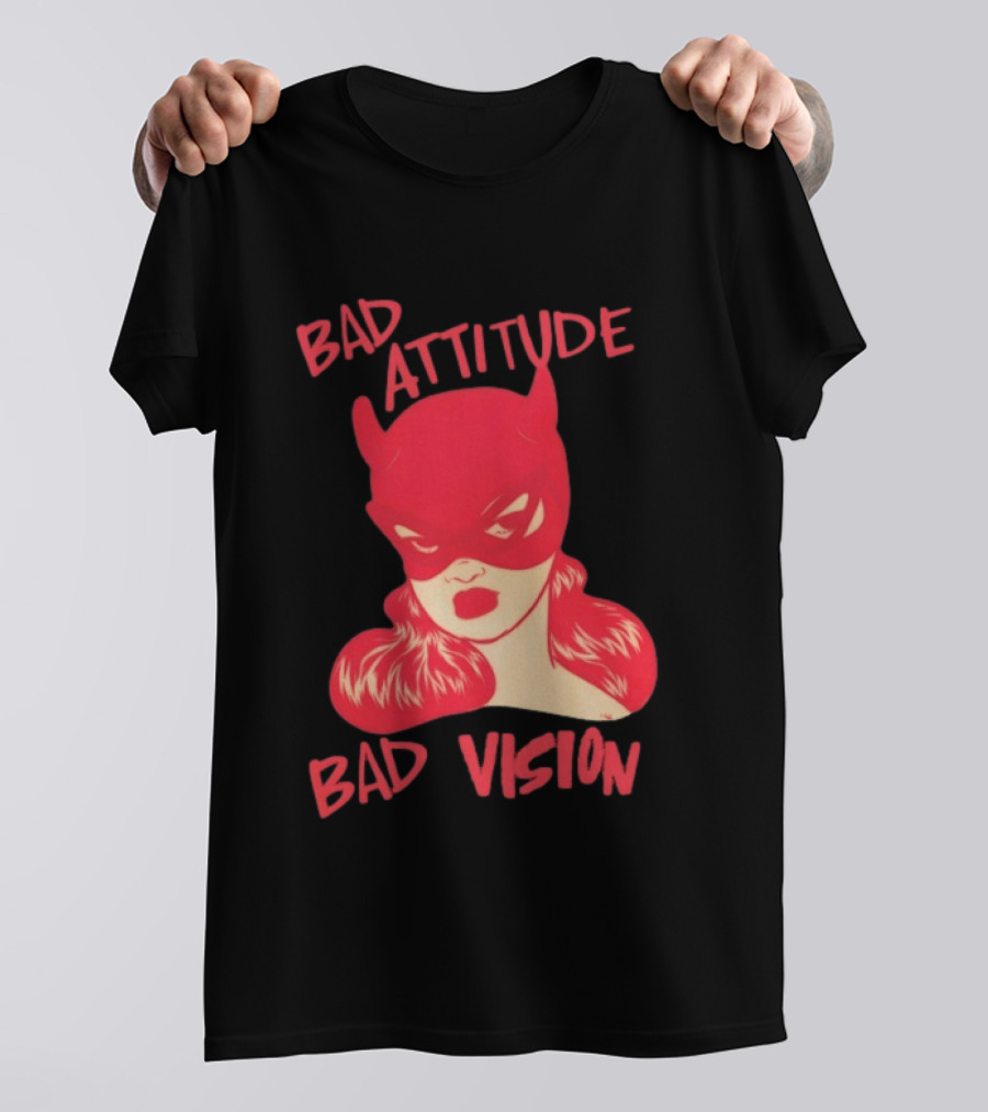 Bad Attitude Bad Vision HDZ Retro Comic Style Masked Woman T-Shirt