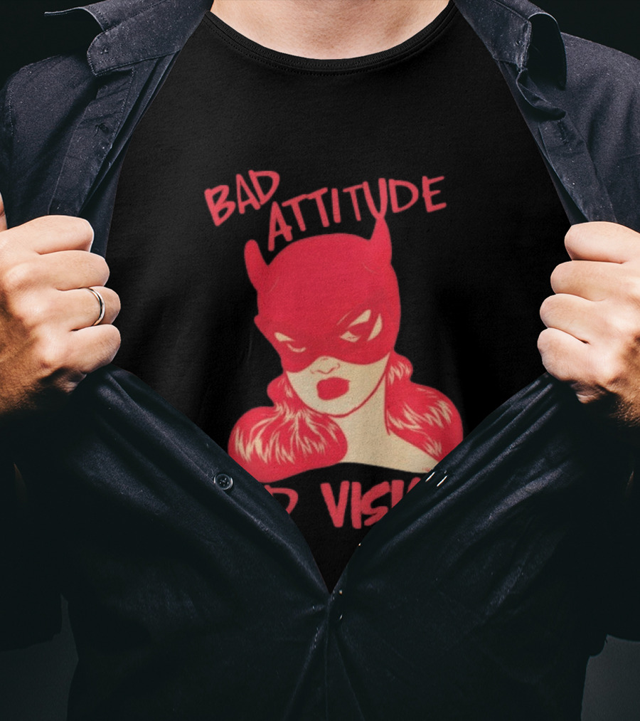 Bad Attitude Bad Vision HDZ Retro Comic Style Masked Woman T-Shirt