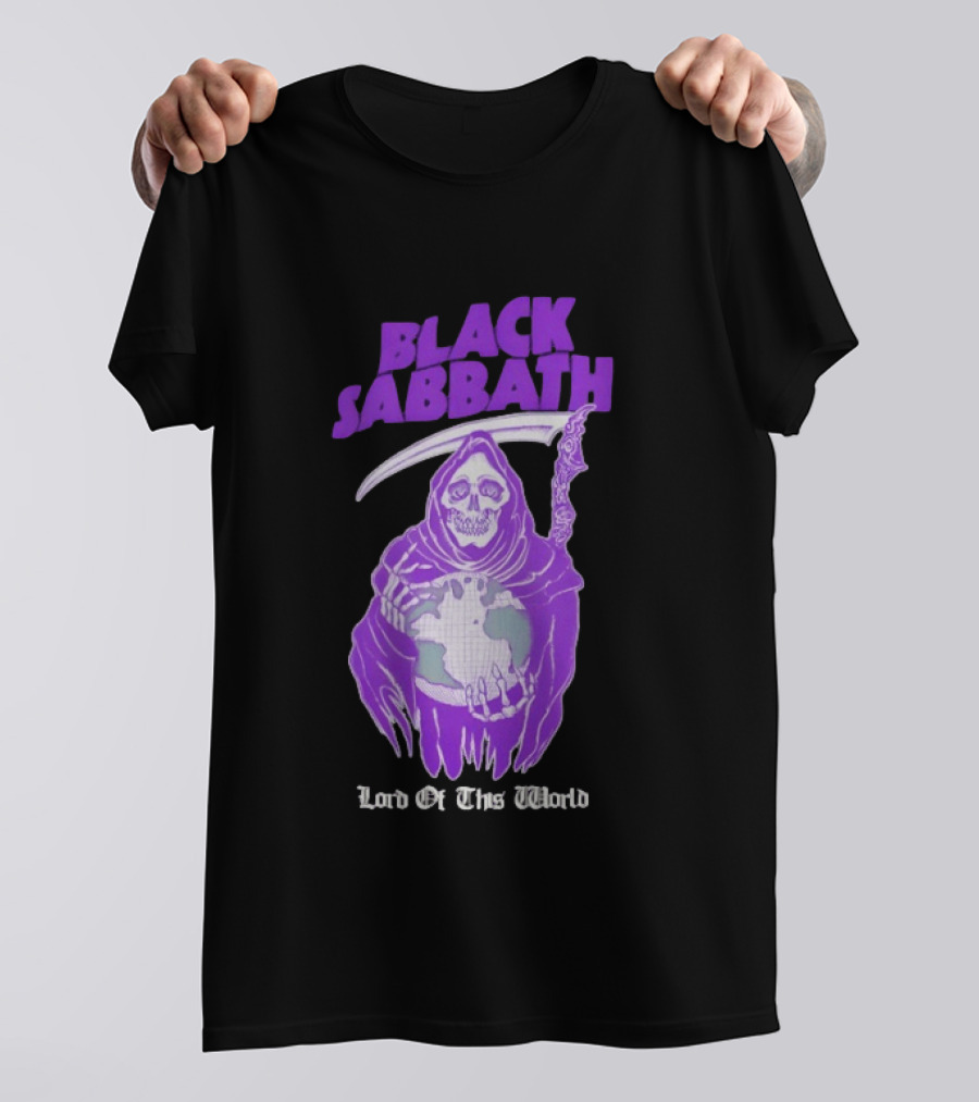 Black Sabbath Lord Of This World Grim Reaper Holding Earth T-Shirt