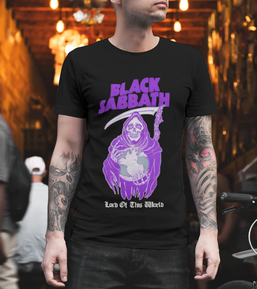 Black Sabbath Lord Of This World Grim Reaper Holding Earth T-Shirt
