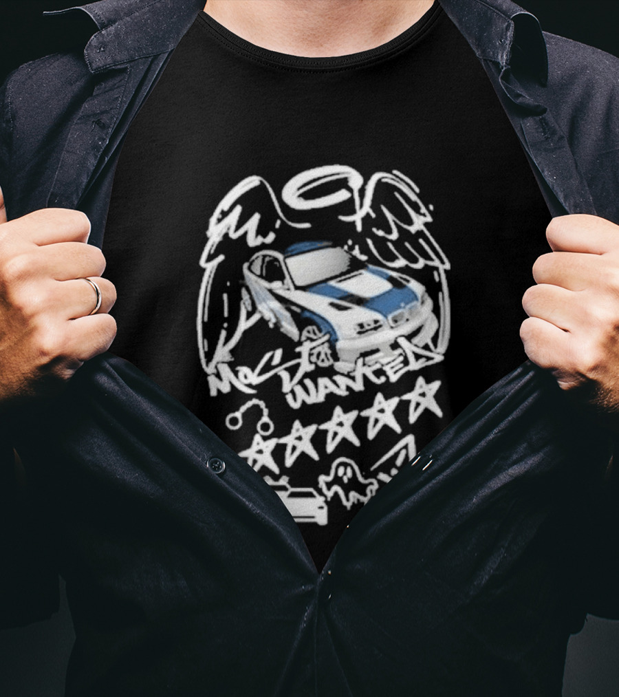 BMW M3 E46 Most Wanted Halo Angel Wings Five Stars T-Shirt