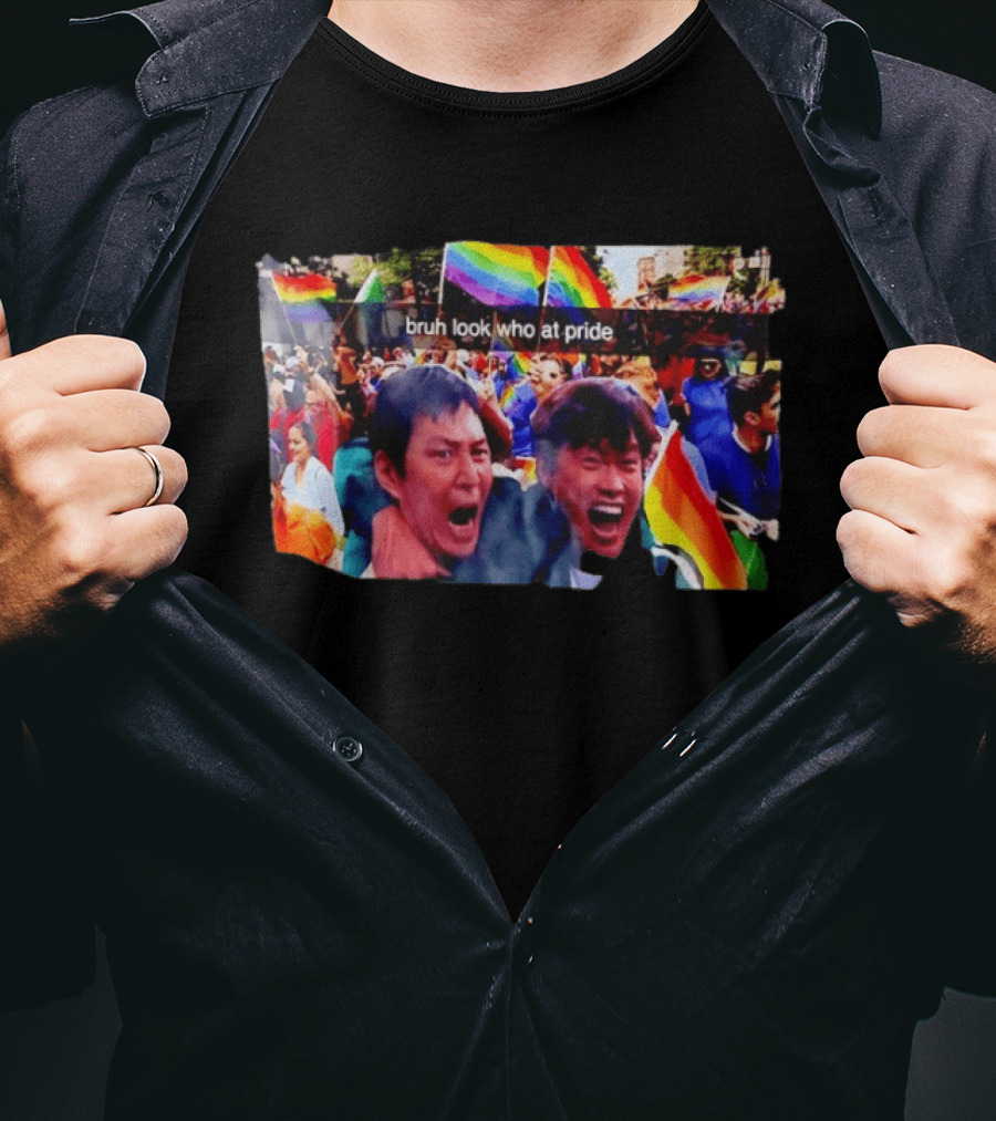 Bruh Look Who At Pride Rainbow Flags Crowd T-Shirt