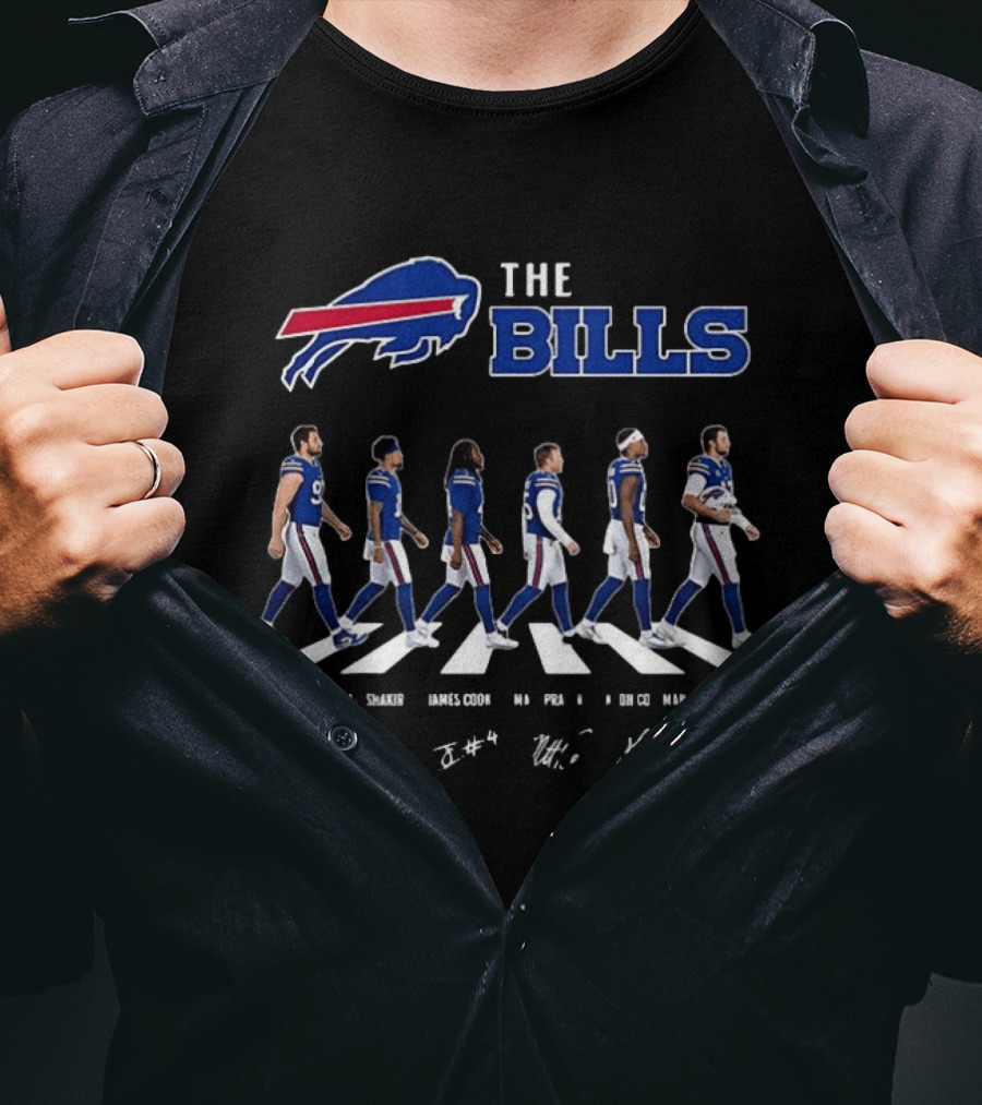 Buffalo Bills Player Abbey Road Crossing With Signatures T-Shirt