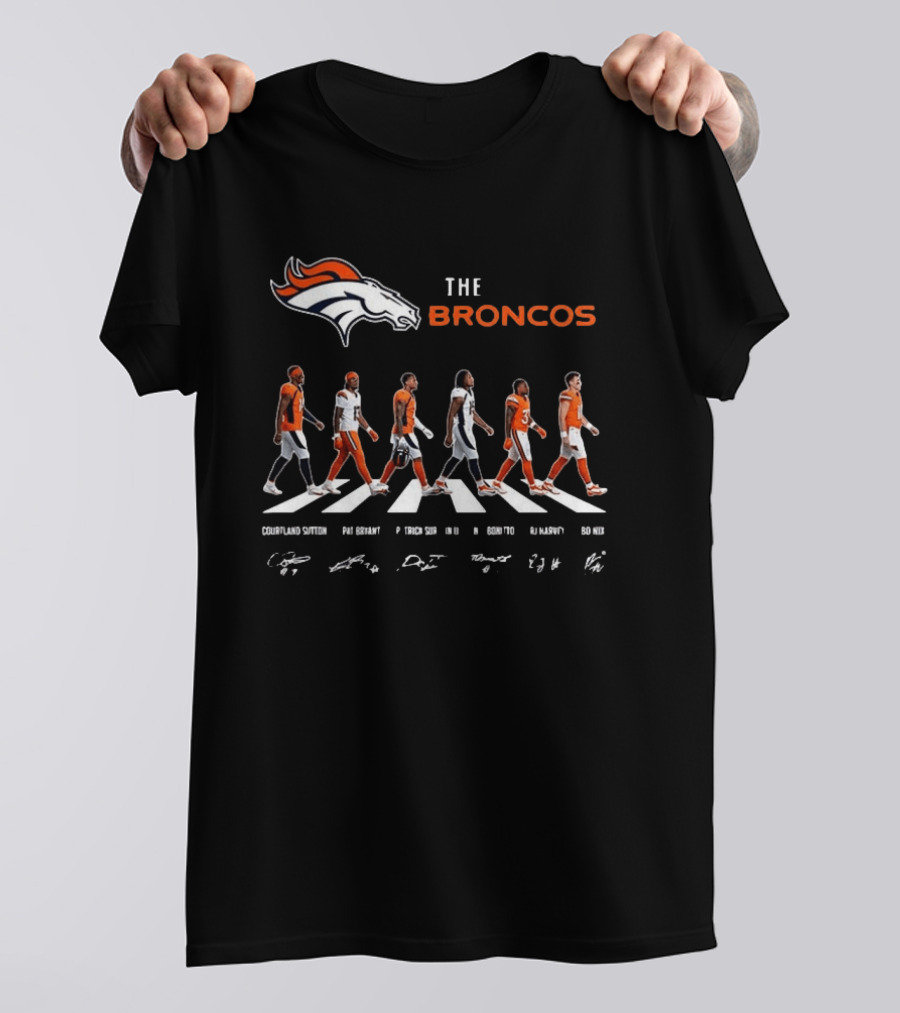 Denver Broncos NFL Player Signatures Crosswalk Concept T-Shirt