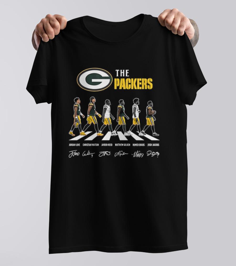 Packers NFL Players Abbey Road Parody Signatures T-Shirt